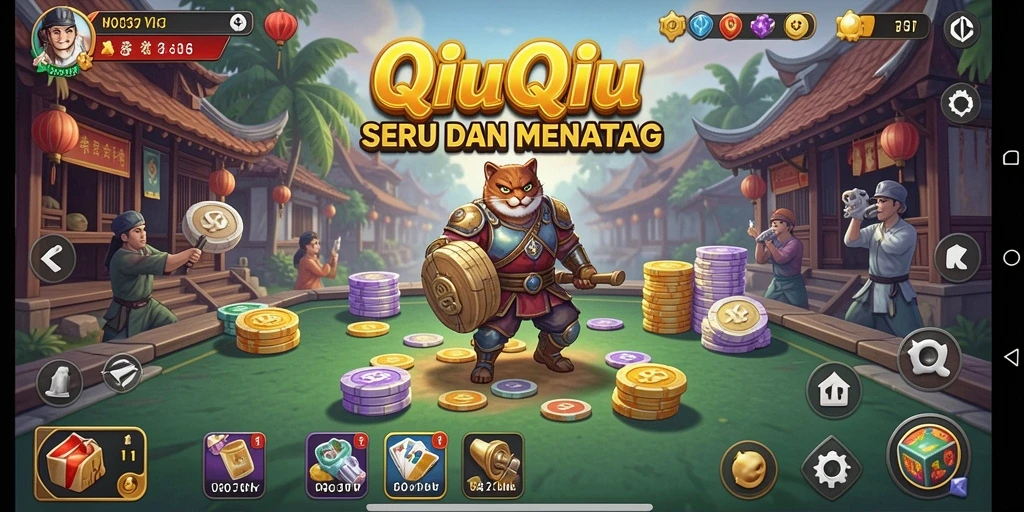 Screenshot gameplay QiuQiu yang seru dan kompetitif.