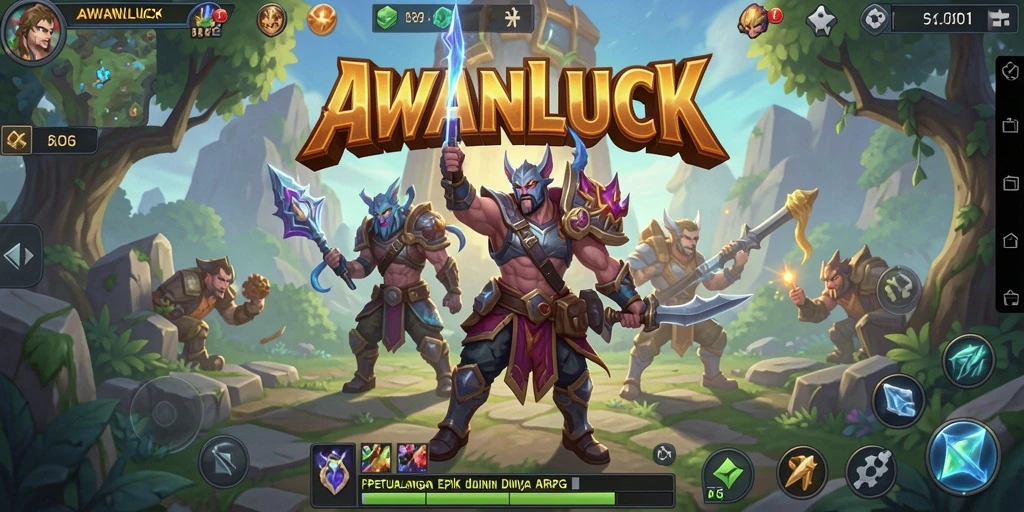 Tampilan menarik gameplay ARPG di dalam AWANLUCK.