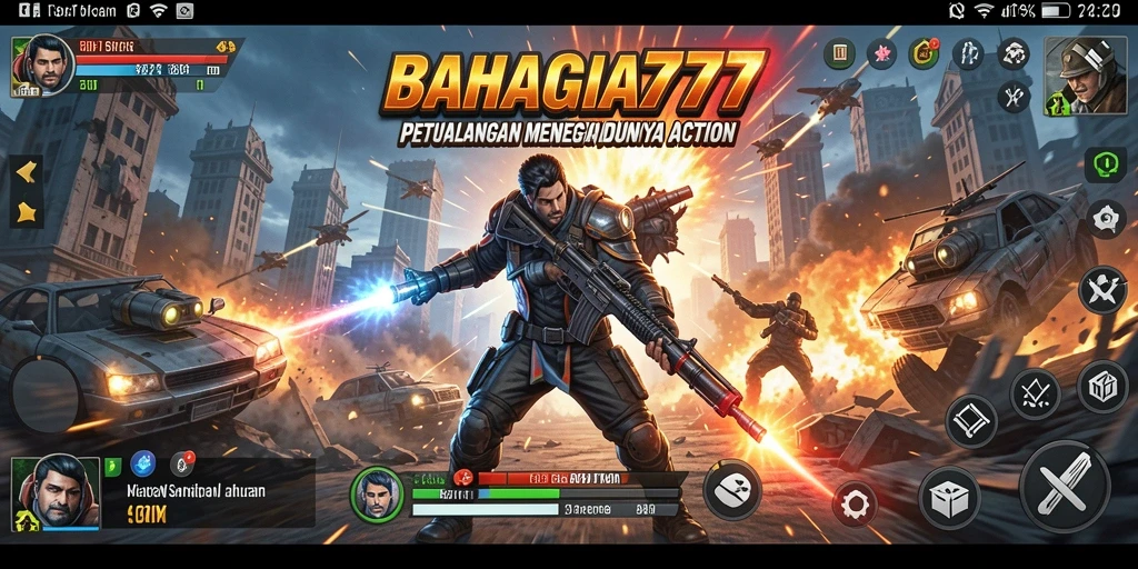 Tampilan gameplay action BAHAGIA777 yang mendebarkan dan penuh pertempuran.