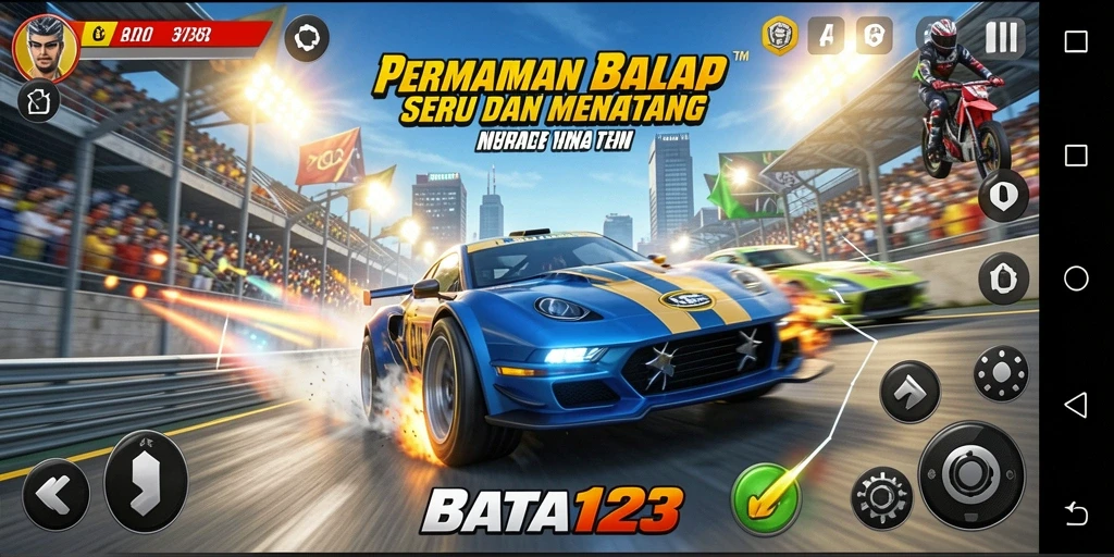 Gameplay balap seru di lintasan menantang BATA123.