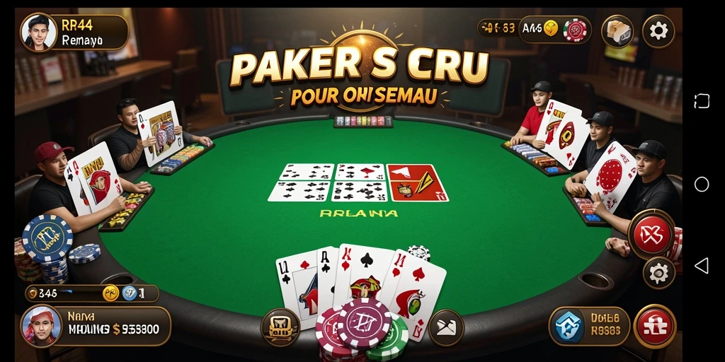 Screenshot gameplay RR44 menampilkan momen seru permainan Poker.
