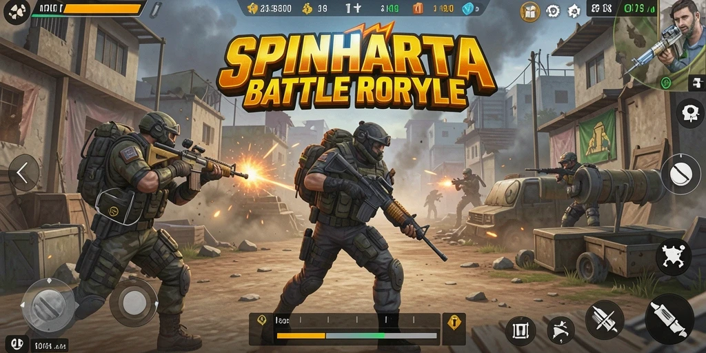 Tampilan gameplay menarik dari SPINHARTA dengan aksi pertempuran seru.